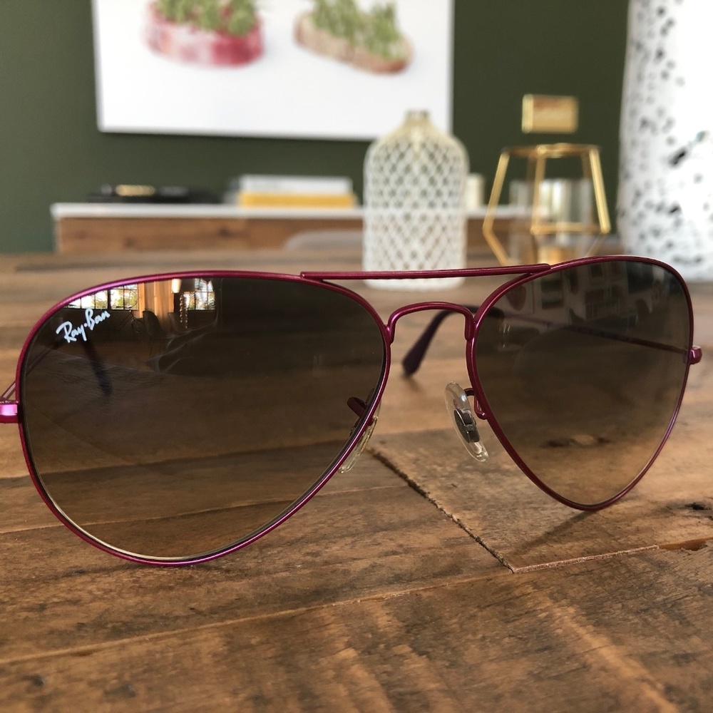 Ray-Ban Aviator Sunglasses, Purple Frame